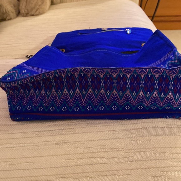 Cross body blue and multicolored purse, embroidered - Picture 4 of 8